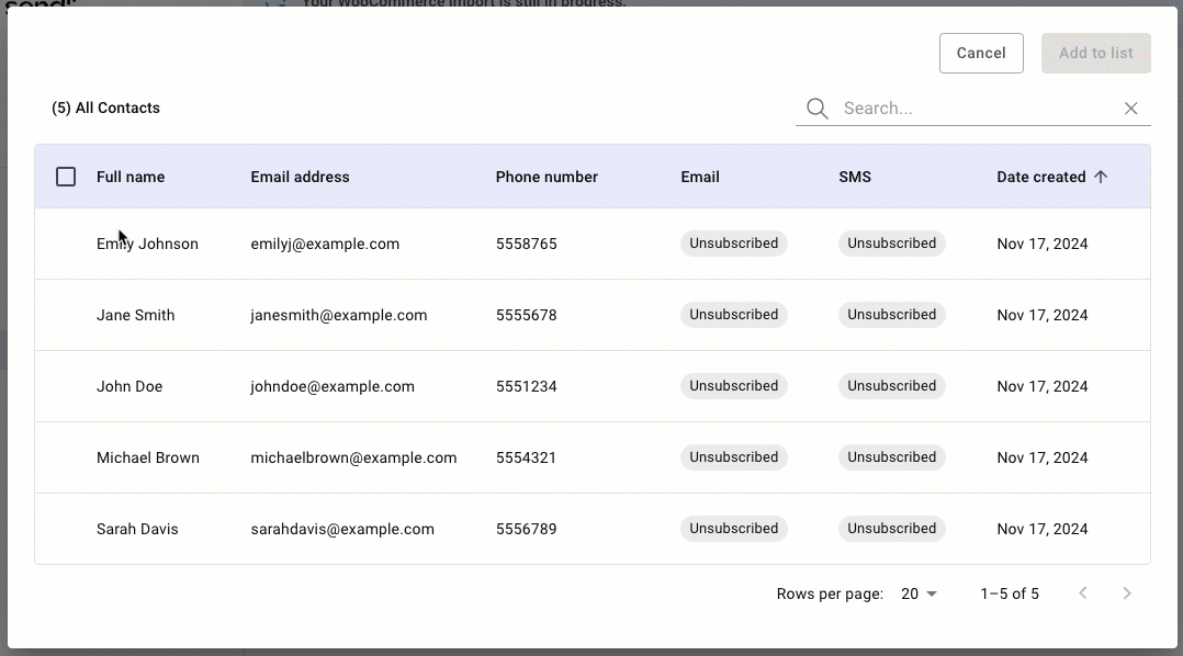 Add contacts to a list 25 Selecting contacts